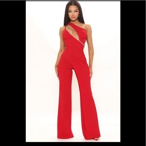 Fashion Nova Front and Center Red Jumpsuit